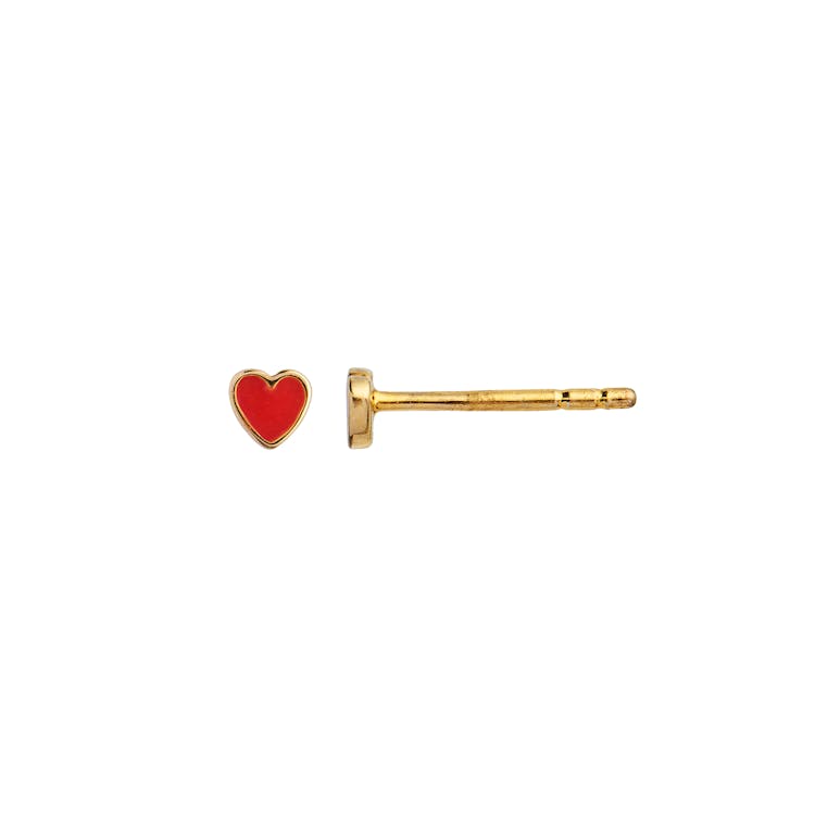 STINE A Jewelry Petit Love Heart Earstick Red Coral — Örhängen